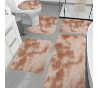 YongXinMY Juego de 5 tapetes de baño peludos - Tapetes de baño de microfibra de felpa de teñido anudado, suave, grueso, absorbente, antideslizante, cubierta de tapa de inodoro, tapetes de contorno en
