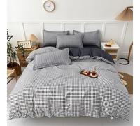 YongXinMY Juego de funda de edredón a cuadros - Funda de edredón de algodón cepillado a cuadros con cremallera oculta, reversible, diseño AB para dormitorio de estudiantes, dormitorio para todas las