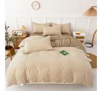 YongXinMY Juego de funda de edredón a cuadros - Funda de edredón de algodón cepillado a cuadros con cremallera oculta, reversible, diseño AB para dormitorio de estudiantes, dormitorio para todas las