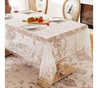 YongXinMY Mantel cuadrado bordado de jacquard floral con borlas, mantel de lujo de encaje calado francés, a prueba de polvo, decorativo para cocina, comedor, boda, fiesta (#2,60 x 60 cm (cuadrado))