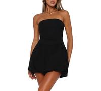 YongXinMY Mini vestido sin tirantes para mujer, falda de burbujas, vestido corto con hombros descubiertos, corsé superior, vestido de globo, fiesta de club, Negro, S