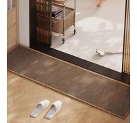 YongXinMY Tapete de baño súper absorbente, antideslizante, diseño de tejido de lino, 6 mm de grosor, cómodo, para el hogar, baño, lavandería, puertas, pasillo, fregadero, entrada (marrón, 60 x 180 cm)