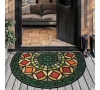YongXinMY Tapete semicircular de estilo bohemio con patrón de piedra vintage, semicircular, antideslizante, absorbente, para interiores, exteriores, entrada, baño, cocina (K,50 x 80 cm)