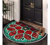 YongXinMY Tapete semicircular de estilo bohemio, con patrón de piedra vintage, semicircular, antideslizante, absorbente, para interiores, exteriores, entrada, baño, cocina (D, 40 x 60 cm)