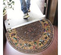 YongXinMY Tapete semicircular de estilo bohemio con patrón de piedra vintage semicircular de bienvenida, antideslizante, absorbente, para interiores, exteriores, entrada, baño, cocina (J,50 x 80 cm)