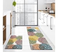 YongXinMY Tapetes de cocina florales antifatiga, de piel sintética gruesa, impermeable, a prueba de aceite, acolchados, antideslizantes, cómodos para cocina, oficina, lavandería, entrada (#3,44 x 75