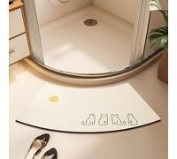 YongXinMY Tapetes de ducha curvados de diatomeas, súper absorbente, parte inferior de goma antideslizante, tapete de baño moderno para entrada de baño, alfombra de secado rápido para bañera de ducha