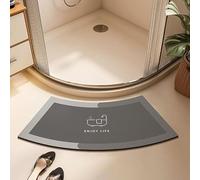 YongXinMY Tapetes de ducha curvados - Tapete de baño súper absorbente de diatomeas, parte inferior antideslizante de goma con patrón moderno para entrada de baño, alfombra de secado rápido para bañera
