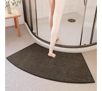 YongXinMY Tapetes de ducha de esquina antideslizantes - Alfombra de baño curvada similar al lino, absorbente, de secado rápido, antideslizante, para regaderas circulares, inodoro, ducha, entrada