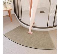 YongXinMY Tapetes de ducha de esquina antideslizantes - Alfombra de baño curvada similar al lino, absorbente, de secado rápido, antideslizante, para regaderas circulares, inodoro, ducha, entrada