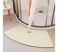 YongXinMY Tapetes de ducha de esquina antideslizantes - Alfombra de baño curvada similar al lino, absorbente, de secado rápido, antideslizante, para regaderas circulares, inodoro, ducha, entrada