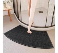 YongXinMY Tapetes de ducha de esquina antideslizantes - Alfombra de baño curvada similar al lino, absorbente, de secado rápido, antideslizante, para regaderas circulares, inodoro, ducha, entrada