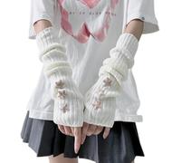 YongXinMY Y2K - Calentadores de brazos con patrón de estrella, para mujer, manga de brazo de punto de medio dedo, guantes sin dedos, guantes japoneses JK Harajuke adorables accesorios para