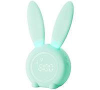 YONGYAO Despertador Conejo Infantil niña Despertador de luz para niños, con Alarma de Conejo, luz Creativa silenciosa, función de repetición, 6 Ruidos Fuertes, luz Nocturna programada Verde