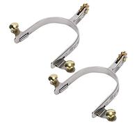 YONGZURA Espuelas de caballo de acero inoxidable, 2 unidades, compactas para mujer, equitación occidental, diseño de botón de cinturón y Rowel de latón, equipo ecuestre ligero y resistente