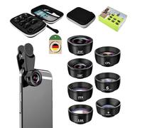 YONHESHI Objetivo de cámara 7 en 1 para teléfono móvil, ojo de pez, gran angular de 210°, objetivo macro de 120 ° (25 unidades), filtro de estrella, telefotocopio, filtro CPL/Star para iPhone y la