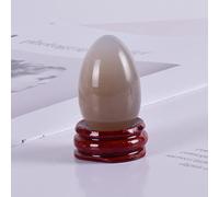 Yoni Egg Massage Natural Agate Jade Egg Set Undrilled Wooden Base Crystal Mineral Ball Kegel Exercise, 40x25 mm