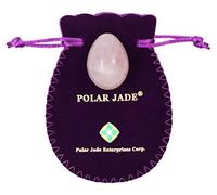 Yoni Egg of Rose Quartz, Drilled, Small, with Certificate and Instructions, Pink Love Stone, for Women to Strengthen Pelvic Floor Muscles and Counter Stress Adult Urinary Incontinence by Polar Jade