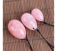 Yoni Egg Set Rose Quarz Egg Yoni Wand Cajas de regalo Set Taladro de cristal natural Masaje Huevos de jade Bola Ejercicio Kegel, 3 piezas Sin caja