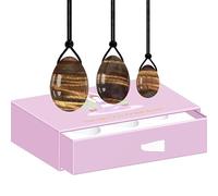 Yoni Egg Set Tiger Eyes Yoni Wand Huevos de jade perforados Kegel Huevos de amor sin perforar, Huevo perforado con caja