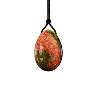 Yoni Eggs - Bolas de amatista perforadas de cuarzo rosa para mujer, ejercicio de Kegel de cristal natural, unakita, L-4,5 x 3 cm