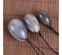 Yoni Eggs Gift Box Set Natural Gray Agate Drill Eggs Gemstone Crystal Ball Kegel Exercise, 3 Pcs