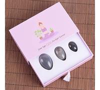 Yoni Eggs Gift Box Set Natural Gray Agate Drill Eggs Gemstone Crystal Ball Kegel Exercise, 3 Pcs And Box