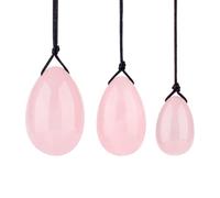 Yoni Huevo Natural Piedra Preciosa Ágata Taladro Huevos Set Cuarzo Mineral Bola de masaje Jade Kegel Ejercicio Músculo del suelo pélvico, rosa SET