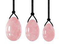 Yoni Jade Eggs set Kegel Exercise Natural crystal Ball Wand Muscle Firming Feminine Hygiene Stone Massager Drilled Egg-Rose Quartz 3pcs