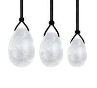 Yoni - Varita de bola de cristal natural con piedra Kagel con movimiento perforado, cristal blanco, 3 unidades