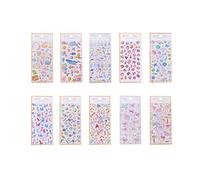 YONII 10 hojas de pegatinas hinchadas en 3D, pegatinas de diamantes de imitación pegatinas de diamantes de cristal preciosas 10 escenas diferentes, para cumpleaños de niño niña, escuela de maestros