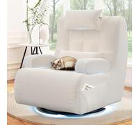 YONISEE Sillón Moderno 3 en 1, sillón Giratorio de 360°, sofá tapizado con 2 Almohadas adicionales, 2 Bolsillos Laterales, Asiento Acolchado Suave, Silla de Respaldo Alto de Gran tamaño para Sala de