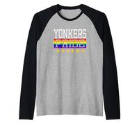 Yonkers Pride New York Gay Lesbianas Queer LGBT Rainbow Flag Camiseta Manga Raglan