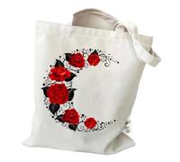 YONMLEDO Bolso Tote De Lona Estampada Bolsa de mano de lona con estampado de flores silvestres de acuarela, bolsa de comestibles reutilizable, regalo ideal for el transporte diario