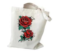 YONMLEDO Bolso Tote De Lona Estampada Bolsa de mano de lona con estampado de flores silvestres de acuarela, bolsa de comestibles reutilizable, regalo ideal for el transporte diario
