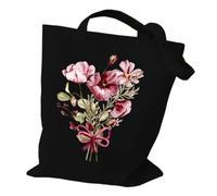 YONMLEDO Bolso Tote De Lona Estampada Bolsa de mano de lona con estampado de flores silvestres de acuarela, bolsa de comestibles reutilizable, regalo ideal for el transporte diario