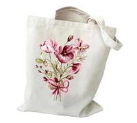 YONMLEDO Bolso Tote De Lona Estampada Bolsa de mano de lona con estampado de flores silvestres de acuarela, bolsa de comestibles reutilizable, regalo ideal for el transporte diario