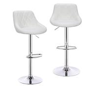 YONMLEDO Taburete De Bar Sillas de Bar 2 unids/Set Taburete Giratorio de Terciopelo/Cuero Altura Ajustable elevación Alta con reposapiés for el hogar(White Leather)