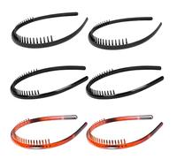 YONOY 6 diademas finas de plástico con peine de dientes para mujer, diademas antideslizantes para el cabello de mujer, diademas marrones, accesorios para el cabello para mujeres, hombres y niñas