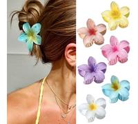 YONOY - 6 pinzas de flores para mujer, pinzas para el pelo de plumeria hawaiana, pinzas grandes antideslizantes para cabello grueso, pinzas para el pelo hawaiano de sujeción fuerte, accesorios para el