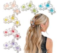 YONOY 6 pinzas para el pelo de flores para mujer, antideslizantes, mate, para mujer, clip de flores hawaianas, clip grande de plumeria, clip de plátano, lindo clip de playa (color nacarado)