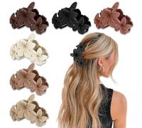 YONOY 6 pinzas para el pelo de flores para mujer, antideslizantes, mate, para mujer, clip de flores hawaianas, clip grande de plumeria, pinzas para el cabello de sujeción fuerte, pinzas para el
