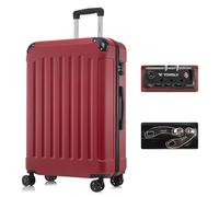 YONSLY Maleta con Cerradura TSA y Cremallera YKK, Carcasa Rígida, 4 Ruedas, Asa Telescópica (Rojo, XL)