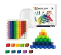 Yonuaret Bloques de construcción Coloridos, Bloques de construcción de Madera - Cubos de construcción Coloridos para niños,con Bolsa de Almacenamiento y 24 Tarjetas, Bloques de Colores del arcoíris,