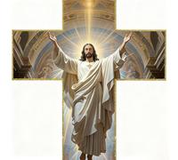 Yonuaret Cruz De Jesús Para La Pared - Arte Cristiano Vintage Para La Pared - Colgador Para Cruz De Cristo Religioso Y Bendito | Para Navidad Dormitorio Sala De Estar Cocina Comedor Entrada Iglesia