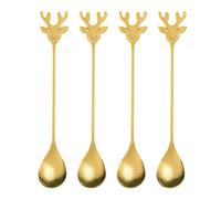 Yonuaret Cucharillas Pequeñas - 4 Piezas Cucharas de Acero Inoxidable Navideñas | Suministros Para Fiestas Y Cenas,Para Navidad Té Bar Cocina Hogar Horneado Servir Cafetería Comer Cóctel Crema Postre