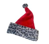 Yonuaret Sombrero de Papá Noel | Doble capa elegante suave - Disfraz de Navidad con estampado de leopardo Gorro de Papá Noel, para reunión, fotografía, desfiles, familia, amigos, madre, novia y