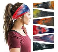 YONUF Headbands For Women Workout Wide Headband Yoga Head Bands For Women's Hair Accessories Girls Fashion Band Tie Dye 6 Pack