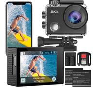 Yonvim Action Cam, 5K30FPS 30MP Action Cam 40M Cámara subacuática Impermeable WiFi 170° Ultra Gran Angular EIS Cámara de acción 5X Zoom con Mando a Distancia y 2 x 1350 mAh Baterías