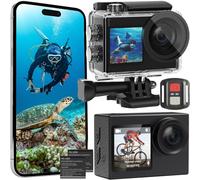 Yonvim Actioncam 4K 60FPS WiFi Cámara subacuática 40 MP 40 metros resistente al agua con pantalla táctil, gran angular de 170°, estabilización de imagen EIS, zoom 5X, mando a distancia de 2,4 G y 2